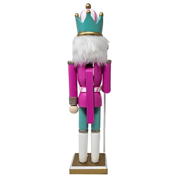 Pastel Candy Solider Pink and Teal Nutcracker 15" Wood  - Christmas Gift - Picture 4 of 4